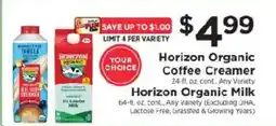 ShopRite Horizon Organic Coffee Creamer or Horizon Organic Milk offer