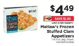 ShopRite Matlaw's Frozen Clam Stuffed Clam Appetizers offer