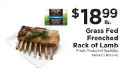 ShopRite Nature's Reserve Grass Fed Frenched Rack of Lamb offer