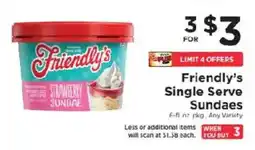 ShopRite Friendly's single serve sundaes offer