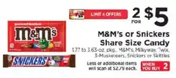 ShopRite M&M's or Snickers Share Size Candy offer