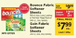 ShopRite Bounce Fabric Softener Sheets offer