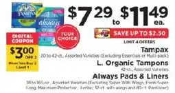 ShopRite Tampax L. Organic Tampons offer