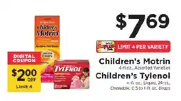ShopRite Children's Motrin Children's Tylenol offer