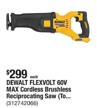 DeWalt flexvolt 60v max cordless brushless reciprocating saw