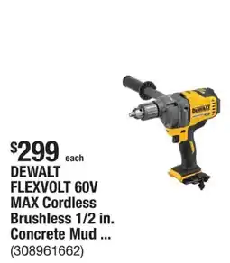 The Home Depot DeWalt flexvolt 60v max cordless brushless 1/2 in. concrete mud ... offer