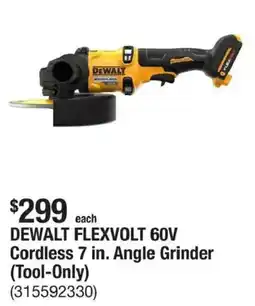 The Home Depot DeWalt flexvolt 60v cordless 7 in. angle grinder offer