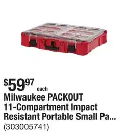 The Home Depot Milwaukee packout 11-compartment impact resistant portable small pa... offer