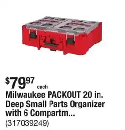 The Home Depot Milwaukee packout 20 in. deep small parts organizer offer