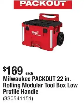 Milwaukee packout 22 in. rolling modular tool box low profile handle