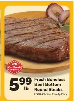 Save a Lot Fresh Boneless Beef Bottom Round Steaks offer