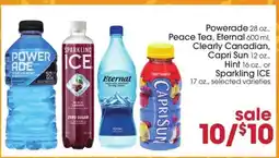 Giant Eagle Powerade, Peace Tea, Eternal, Clearly Canadian, Capri Sun, Hint, Sparkling ICE offer