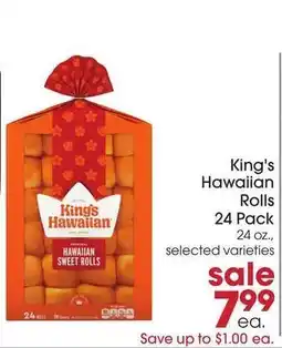 Giant Eagle King's Hawaiian Rolls 24 Pack offer
