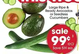 Giant Eagle Large Ripe & Ready Avocados or Seedless Cucumbers offer