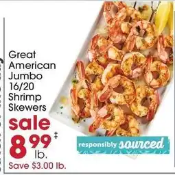 Giant Eagle Great American Jumbo 16/20 Shrimp Skewers offer