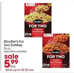 Giant Eagle Stouffer's For Two Entrees offer