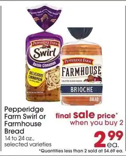 Giant Eagle Pepperidge Farm Swirl or Farmhouse Bread offer