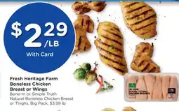 Kroger Fresh Heritage Farm Boneless Chicken Breast or Wings offer