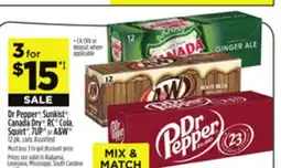Dollar General Dr Pepper, Sunkist, Canada Dry, RC Cola, Squirt, 7UP or A&W 12 pk. cans offer