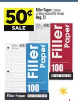 Dollar General Filler Paper College or Wide Ruled 100 Sheets offer