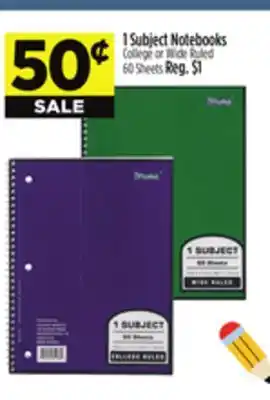 Dollar General 1 Subject Notebooks offer