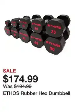 Dick's Sporting Goods ETHOS Rubber Hex Dumbbell offer
