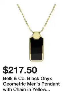 Belk Belk & Co. Black Onyx Geometric Men's Pendant with Chain in Yellow Plated Sterling Silver offer