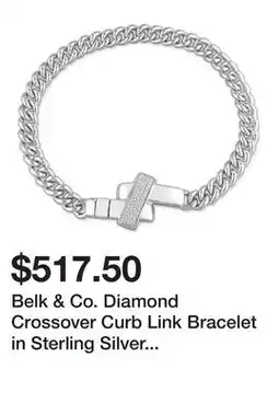 Belk Belk & Co. Diamond Crossover Curb Link Bracelet in Sterling Silver - 9 in offer