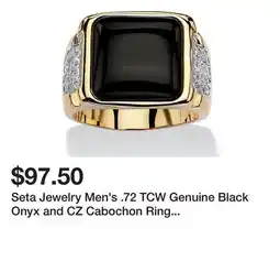 Belk Seta Jewelry Men's .72 TCW Genuine Black Onyx and CZ Cabochon Ring Yellow Gold-Plated offer