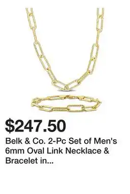 Belk Belk & Co. 2-Pc Set of Men's 6mm Oval Link Necklace & Bracelet in Yellow Plated Sterling Silver offer