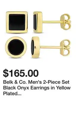 Belk Belk & Co. Men's 2-Piece Set Black Onyx Earrings in Yellow Plated Sterling Silver offer