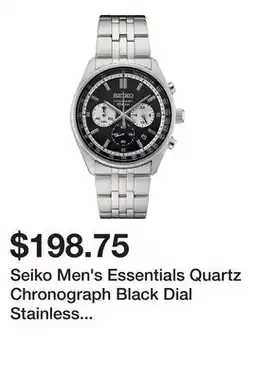 Belk Seiko Men's Essentials Quartz Chronograph Black Dial Stainless Steel Case and Bracelet Watch offer