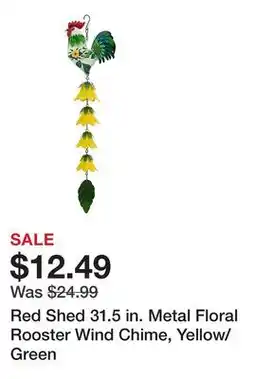 Tractor Supply Company Red Shed 31.5 in. Metal Floral Rooster Wind Chime, Yellow/Green offer