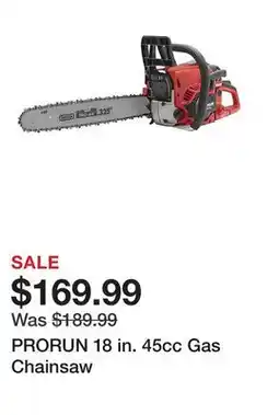 Tractor Supply Company PRORUN 18 in. 45cc Gas Chainsaw offer