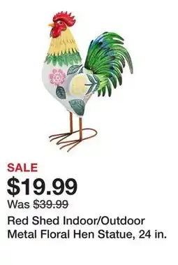 Tractor Supply Company Red Shed Indoor/Outdoor Metal Floral Hen Statue, 24 in offer