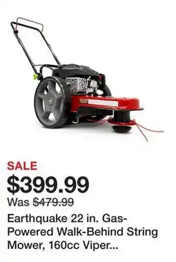 Tractor Supply Company Earthquake 22 in. Gas-Powered Walk-Behind String Mower, 160cc Viper Engine offer