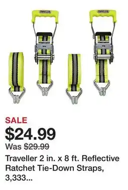 Tractor Supply Company Traveller 2 in. x 8 ft. Reflective Ratchet Tie-Down Straps, 3,333 lb., Yellow, 2-Pack, FH9888 offer