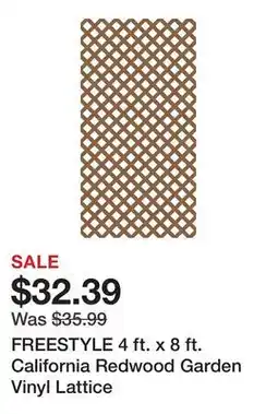 Tractor Supply Company FREESTYLE 4 ft. x 8 ft. California Redwood Garden Vinyl Lattice offer