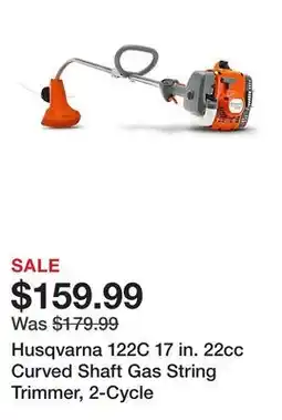 Tractor Supply Company Husqvarna 122C 17 in. 22cc Curved Shaft Gas String Trimmer, 2-Cycle offer