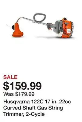 Tractor Supply Company Husqvarna 122C 17 in. 22cc Curved Shaft Gas String Trimmer, 2-Cycle offer
