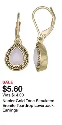 Kohl's Napier Gold Tone Simulated Erenite Teardrop Leverback Earrings offer
