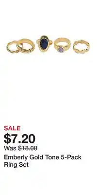 Kohl's Emberly Gold Tone 5-Pack Ring Set offer