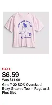 Kohl's Girls 7-20 SO Oversized Boxy Graphic Tee in Regular & Plus Size offer