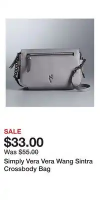 Kohl's Simply Vera Vera Wang Sintra Crossbody Bag offer