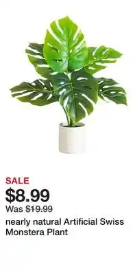 Kohl's nearly natural Artificial Swiss Monstera Plant offer