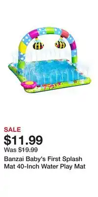 Kohl's Banzai Baby's First Splash Mat 40-Inch Water Play Mat offer