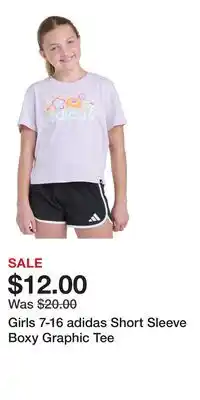 Kohl's Girls 7-16 adidas Short Sleeve Boxy Graphic Tee offer
