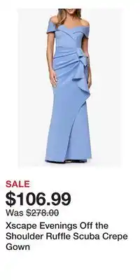 Nordstrom Xscape Evenings Off the Shoulder Ruffle Scuba Crepe Gown offer