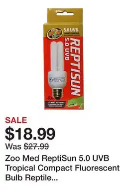 Petsmart Zoo Med ReptiSun 5.0 UVB Tropical Compact Fluorescent Bulb Reptile Tropical UVB Terrarium offer