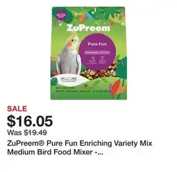 Petsmart ZuPreem Pure Fun Enriching Variety Mix Medium Bird Food Mixer - Daily Diet offer